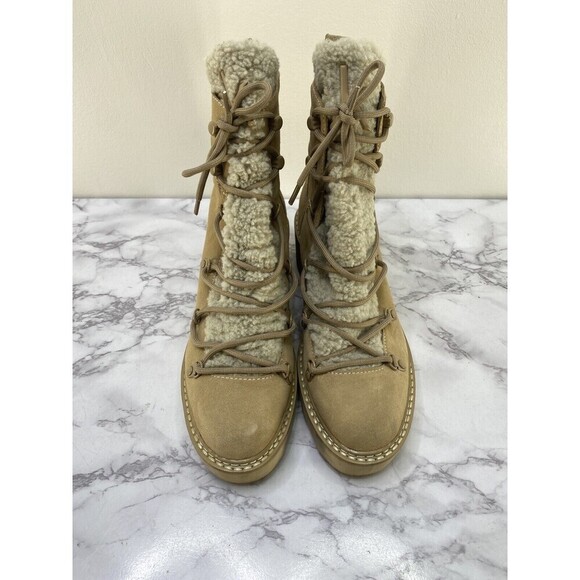 Calvin Klein Alaina Faux Shearling Boot in Light Natural Suede sz 8 - Picture 3 of 10
